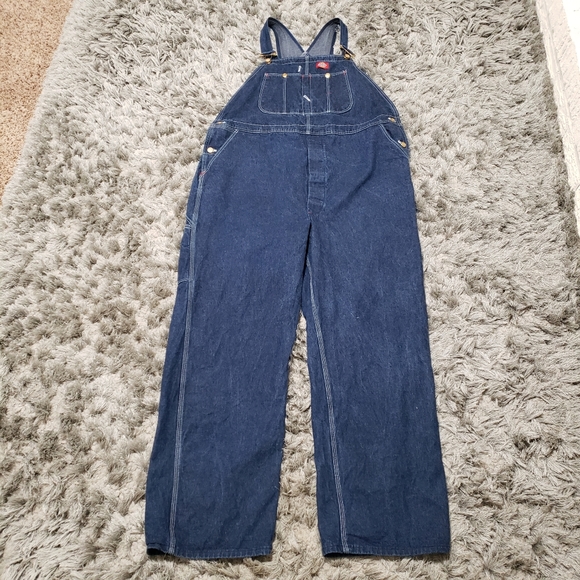 Dickies Blue Jean Denim Overalls 46 X 32 - Picture 2 of 10